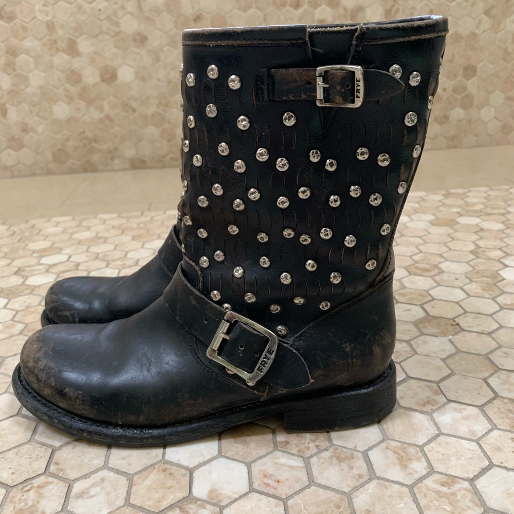 Frye Jenna stud Moto Biker boots